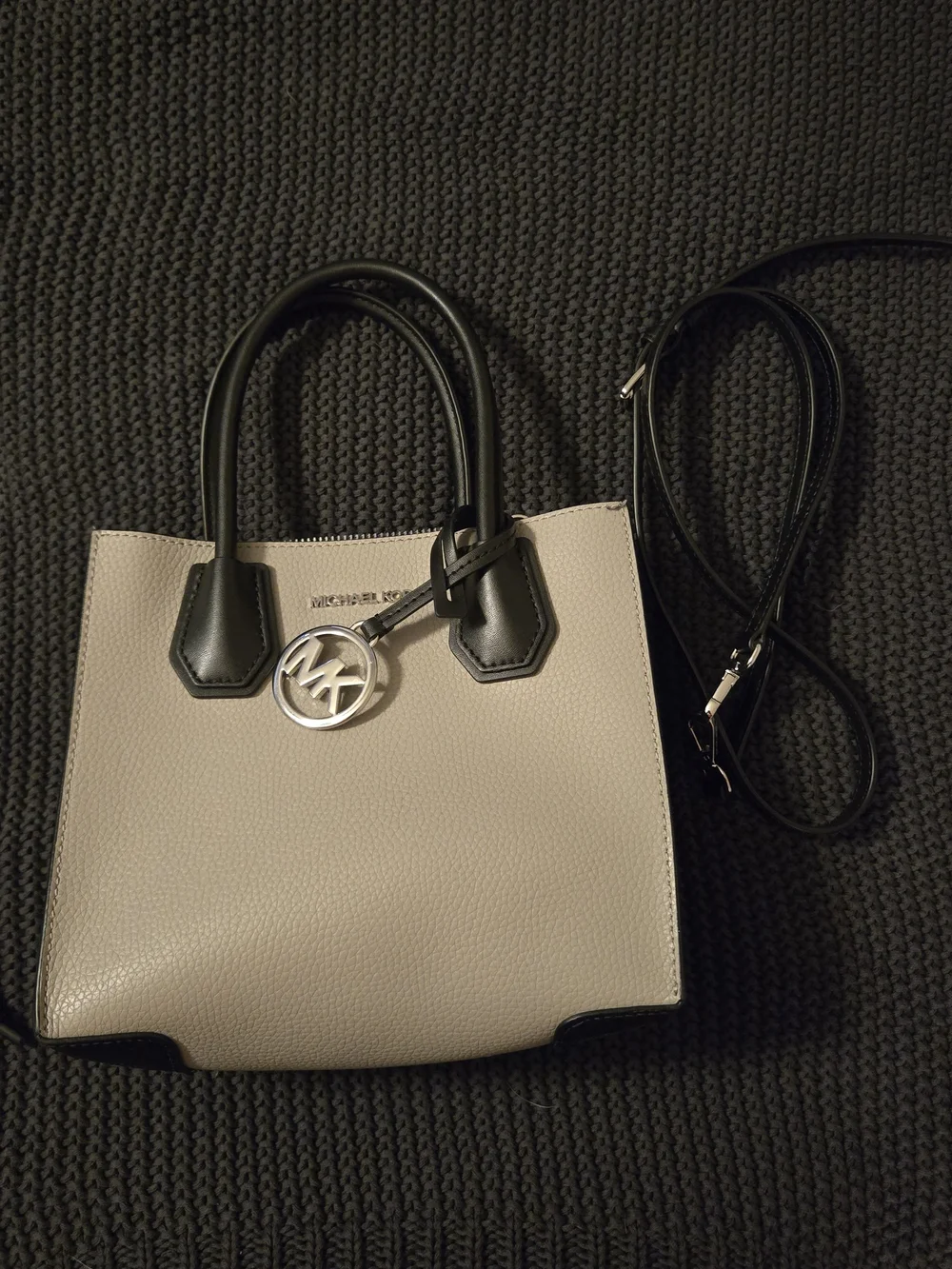 Michael Kors Cream and Black Leather Tote Bag
